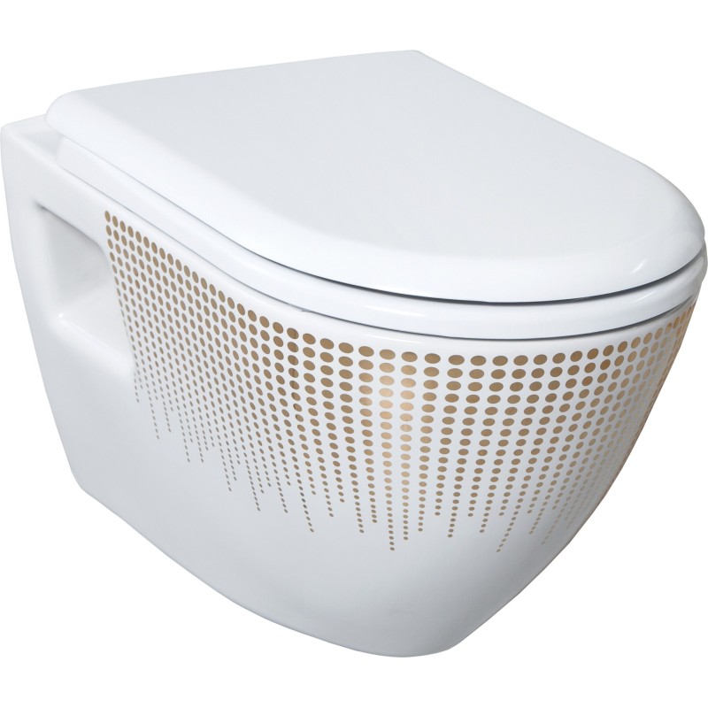 Creavit WC suspendu design sans hygiène inox (bidet) coloris blanc et or